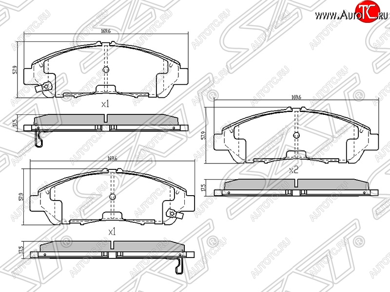 1 549 р. Передние тормозные колодки SAT  Acura MDX  YD2 (2006-2013) дорестайлинг, рестайлинг  с доставкой в г. Владивосток