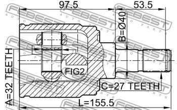 4 549 р. Правый шрус внутренний Febest (32X40X27) Honda Odyssey 1 (1994-1999)  с доставкой в г. Владивосток. Увеличить фотографию 4