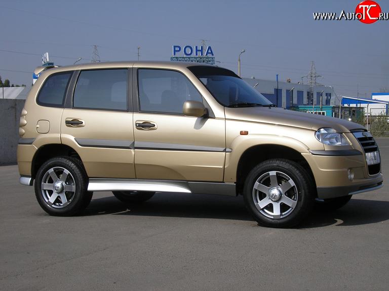 2 149 р. Пороги накладки Атака Chevrolet Niva 2123 дорестайлинг (2002-2008) (Неокрашенные)  с доставкой в г. Владивосток