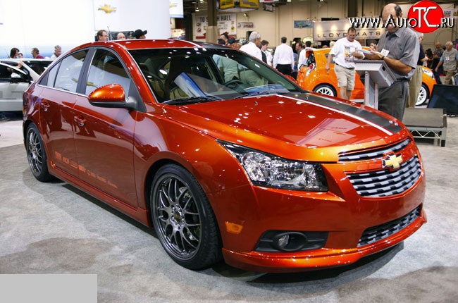 3 799 р. Накладка Z-Line на передний бампер Chevrolet Cruze J300 седан дорестайлинг (2009-2012) (Неокрашенная)  с доставкой в г. Владивосток