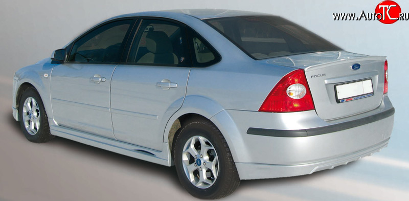 4 999 р. Накладка заднего бампера FT Ford Focus 2  седан дорестайлинг (2004-2008) (Неокрашенная)  с доставкой в г. Владивосток