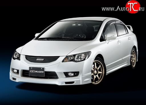 6 499 р. Накладка переднего бампера Mugen Style  Honda Civic  FD (2009-2011) седан рестайлинг (Неокрашенная)  с доставкой в г. Владивосток