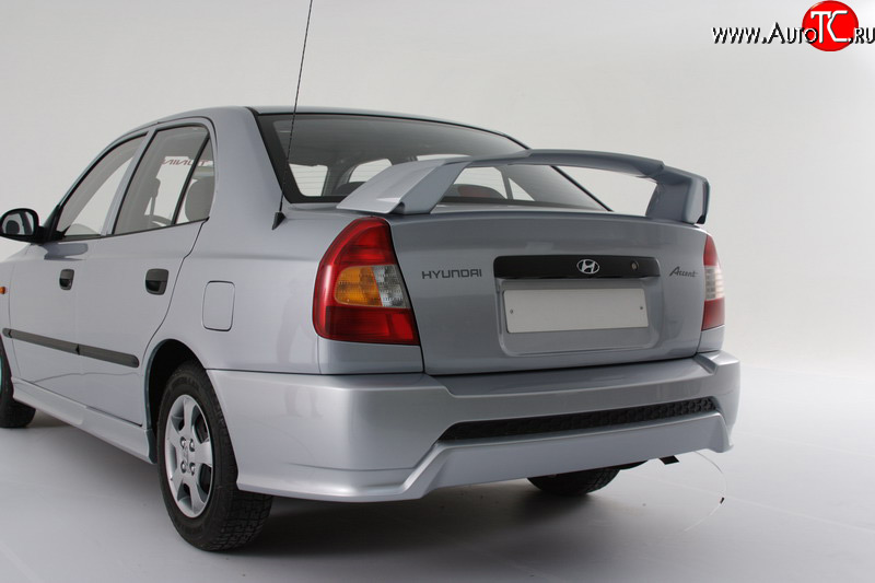 5 099 р. Задний бампер Классик Hyundai Accent седан ТагАЗ (2001-2012) (Неокрашенный)  с доставкой в г. Владивосток