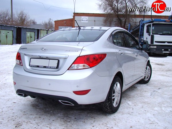 3 099 р. Диффузор заднего бампера Sport var №1  Hyundai Solaris  RBr (2010-2014) седан дорестайлинг (Неокрашенный (глянец под окраску))  с доставкой в г. Владивосток