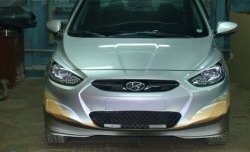 4 399 р. Накладка Sport на передний бампер Hyundai Solaris RBr хэтчбэк дорестайлинг (2010-2014) (Неокрашенная)  с доставкой в г. Владивосток. Увеличить фотографию 3