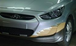 4 399 р. Накладка Sport на передний бампер Hyundai Solaris RBr хэтчбэк дорестайлинг (2010-2014) (Неокрашенная)  с доставкой в г. Владивосток. Увеличить фотографию 4