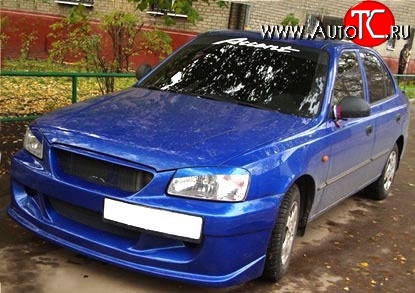 7 499 р. Передний бампер ATH New Hyundai Accent седан ТагАЗ (2001-2012) (Неокрашенный)  с доставкой в г. Владивосток