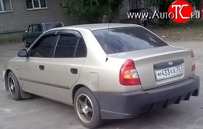 7 499 р. Задний бампер ATH New Hyundai Accent седан ТагАЗ (2001-2012) (Неокрашенный)  с доставкой в г. Владивосток