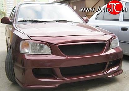 7 349 р. Передний бампер ATH Hyundai Accent седан ТагАЗ (2001-2012) (Неокрашенный)  с доставкой в г. Владивосток