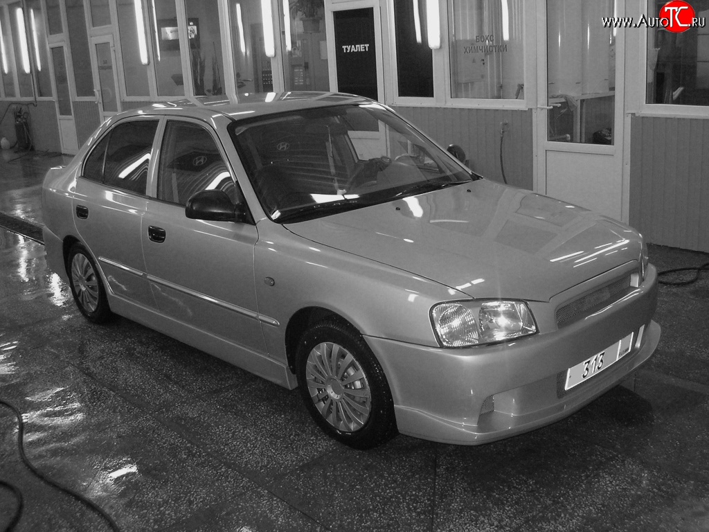 5 699 р. Передний бампер Classic Style Hyundai Accent седан ТагАЗ (2001-2012) (Неокрашенный)  с доставкой в г. Владивосток