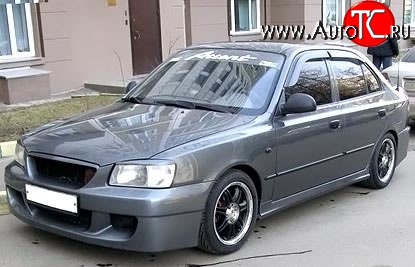 4 699 р. Передний бампер ATH-classic Hyundai Accent седан ТагАЗ (2001-2012) (Неокрашенный)  с доставкой в г. Владивосток