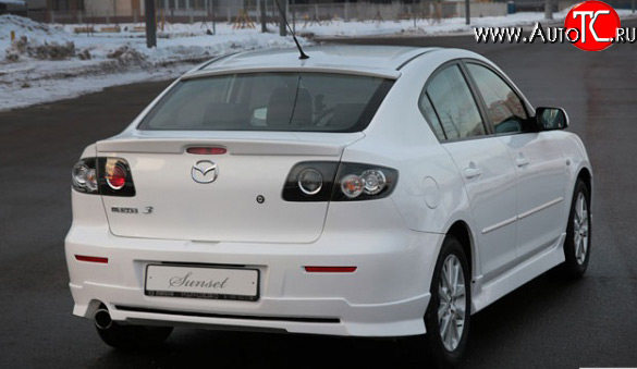 6 949 р. Накладка заднего бампера Sunset Mazda 3/Axela BK дорестайлинг седан (2003-2006) (Неокрашенная)  с доставкой в г. Владивосток