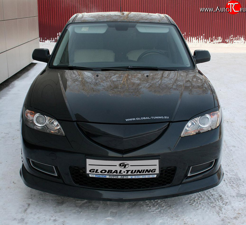 4 849 р. Накладка переднего бампера Global-Tuning Mazda 3/Axela BK дорестайлинг седан (2003-2006) (Неокрашенная)  с доставкой в г. Владивосток