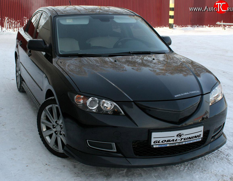 729 р. Реснички на фары Global-Tuning Mazda 3/Axela BK дорестайлинг седан (2003-2006) (Неокрашенные)  с доставкой в г. Владивосток