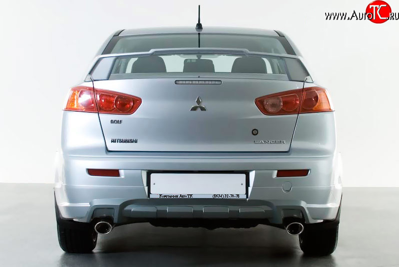 3 599 р. Накладка заднего бампера Elegance  Mitsubishi Lancer  10 CY (2007-2017) седан дорестайлинг, седан рестайлинг (Неокрашенная)  с доставкой в г. Владивосток