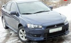 899 р. Вставка переднего бампера (зубатка) Evo  Mitsubishi Lancer  10 (2007-2017) седан дорестайлинг, хэтчбэк дорестайлинг, седан рестайлинг, хэтчбек 5 дв рестайлинг (Неокрашенная)  с доставкой в г. Владивосток. Увеличить фотографию 3