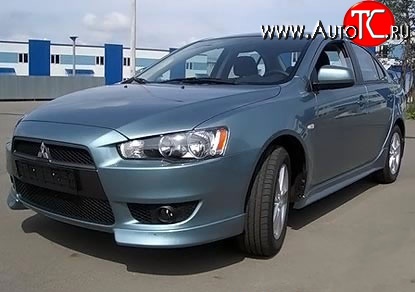 3 099 р. Клыки Evo на передний бампер автомобиля  Mitsubishi Lancer  10 (2007-2017) седан дорестайлинг, хэтчбэк дорестайлинг, седан рестайлинг, хэтчбек 5 дв рестайлинг (Неокрашенные)  с доставкой в г. Владивосток