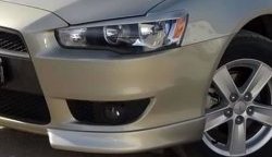 3 099 р. Клыки Evo на передний бампер автомобиля  Mitsubishi Lancer  10 (2007-2017) седан дорестайлинг, хэтчбэк дорестайлинг, седан рестайлинг, хэтчбек 5 дв рестайлинг (Неокрашенные)  с доставкой в г. Владивосток. Увеличить фотографию 2