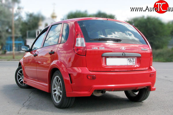 8 929 р. Задний бампер TMS-GTI Лада Калина 1119 хэтчбек (2004-2013) (Неокрашенный)  с доставкой в г. Владивосток