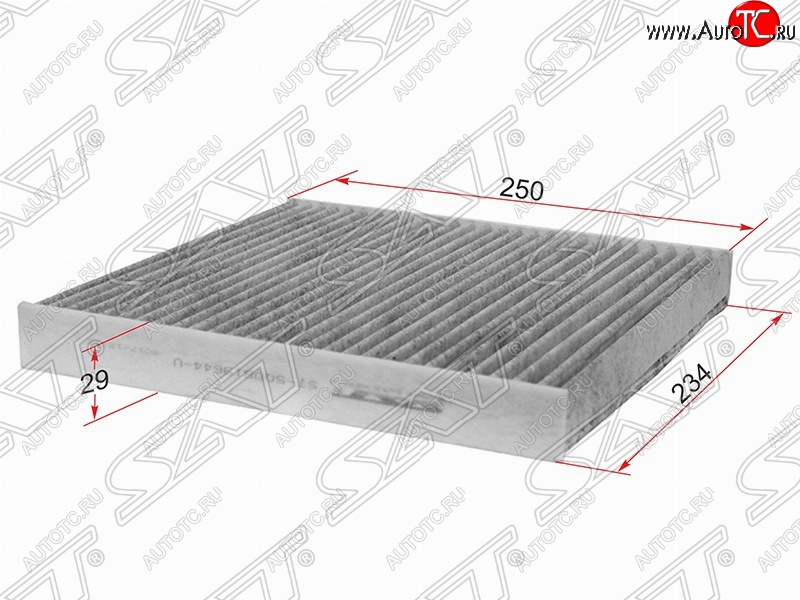 199 р. Фильтр салонный SAT (угольный, 250x230x29 mm)  Audi A3 ( 8VA хэтчбэк 5 дв.,  8VS седан,  8V1) (2012-2020), Seat Leon ( 5F хэтчбэк 5 дв.,  5F) (2012-2016), Skoda Kodiaq  NU7 (2017-2021), Skoda Octavia  A7 (2012-2020), Skoda Superb ( B8 (3V),  B8 (3V5)) (2015-2025), Volkswagen Golf  7 (2012-2017), Volkswagen Teramont  CA1 (2016-2020)  с доставкой в г. Владивосток