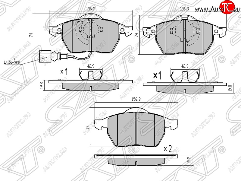 1 569 р. Передние тормозные колодки SAT Audi A3 8L1 хэтчбэк 3 дв. дорестайлинг (1996-2000)  с доставкой в г. Владивосток