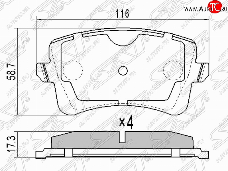 1 249 р. Колодки тормозные задние SAT  Audi A4  B8 - Q5  FY  с доставкой в г. Владивосток