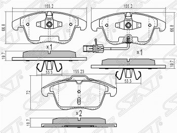 Колодки тормозные передние SAT  A4  B7, A6  C6