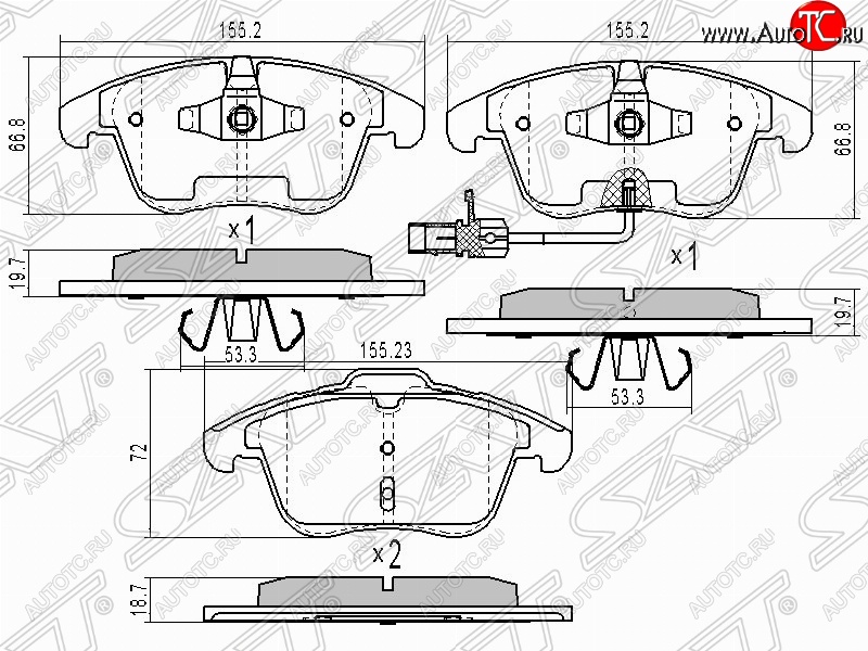 1 889 р. Колодки тормозные передние SAT Audi A6 C6 дорестайлинг, седан (2004-2008)  с доставкой в г. Владивосток