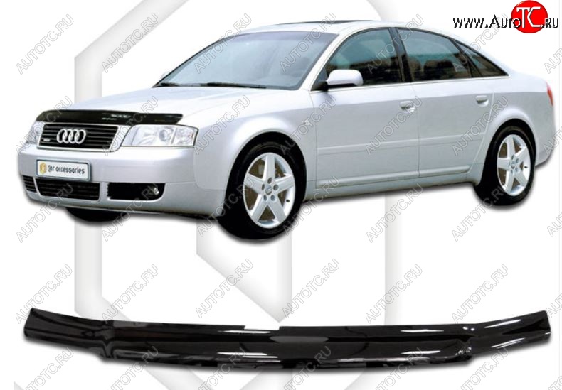 1 999 р. Дефлектор капота CA-Plastiс  Audi A6  C5 (1997-2004) дорестайлинг, седан, рестайлинг, седан (Classic черный, Без надписи)  с доставкой в г. Владивосток