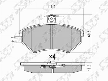 Колодки тормозные (передние) SAT Audi A6 C5 дорестайлинг, седан (1997-2001)
