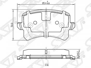 759 р. Колодки тормозные SAT (задние) Audi A6 C6 дорестайлинг, универсал (2004-2008)  с доставкой в г. Владивосток. Увеличить фотографию 1