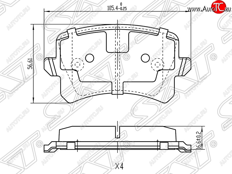 759 р. Колодки тормозные SAT (задние) Audi A6 C6 дорестайлинг, универсал (2004-2008)  с доставкой в г. Владивосток