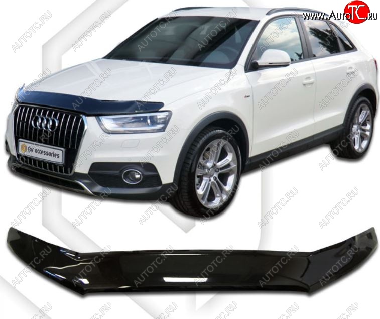 2 269 р. Дефлектор капота CA-Plastic  Audi Q3  8U (2011-2018) дорестайлинг, рестайлинг (Classic черный, Без надписи)  с доставкой в г. Владивосток