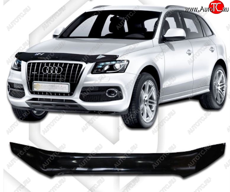 2 099 р. Дефлектор капота CA-Plastic  Audi Q5  8R (2008-2012) дорестайлинг (Classic черный, Без надписи)  с доставкой в г. Владивосток