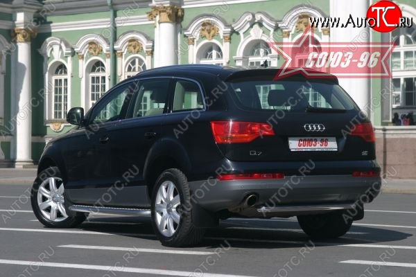 16 064 р. Защита заднего бампера Souz-96 (d 60) Audi Q7 4L дорестайлинг (2005-2009)  с доставкой в г. Владивосток