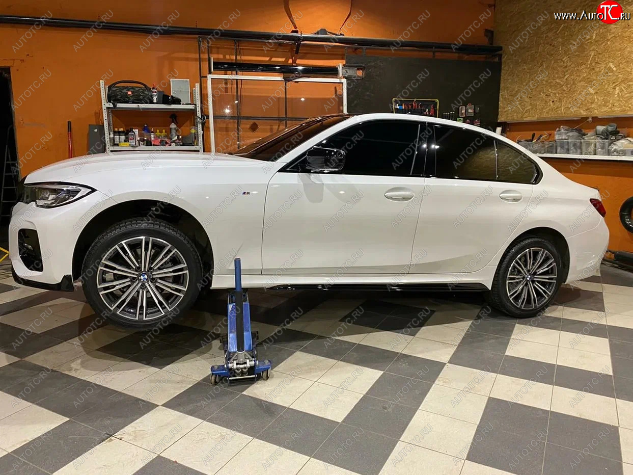 11 499 р. Пластиковые накладки M порогов  BMW 3 серия  G20 (2018-2022) седан (цвет: черный глянец)  с доставкой в г. Владивосток