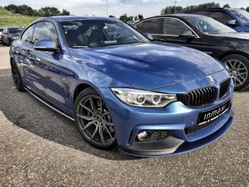 14 499 р. Сплиттер переднего бампера М-Perfomance  BMW 4 серия ( F32,  F36) (2013-2020) купе дорестайлинг, лифтбэк дорестайлинг, купе рестайлинг, лифтбэк рестайлинг (цвет: черный матовый)  с доставкой в г. Владивосток. Увеличить фотографию 1