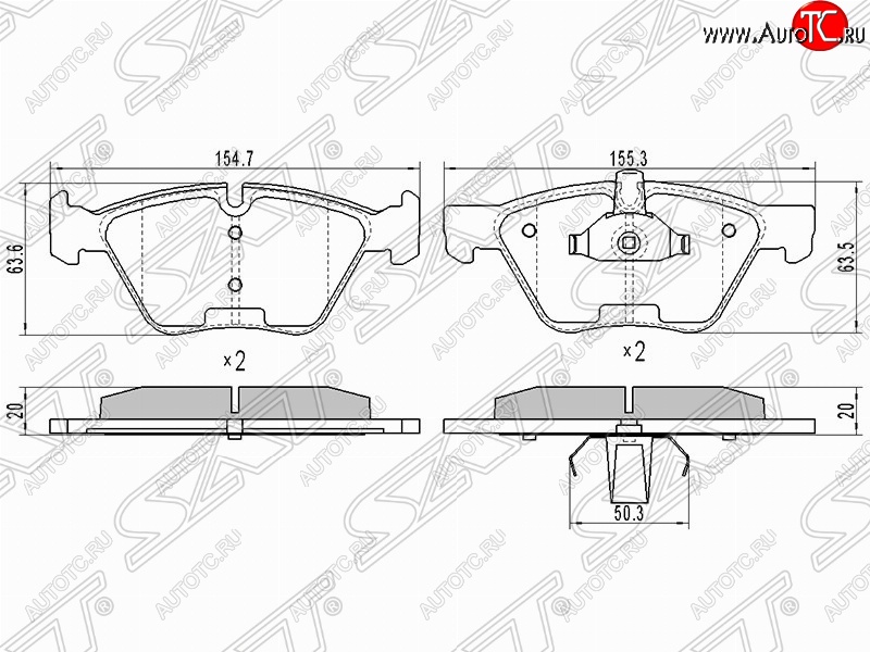 1 259 р. Колодки тормозные SAT (передние) BMW 5 серия E60 седан дорестайлинг (2003-2007)  с доставкой в г. Владивосток