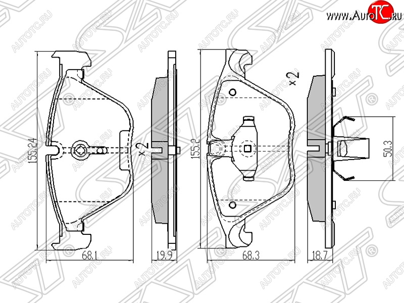 1 249 р. Колодки тормозные SAT (передние) BMW 7 серия F01-F04 седан (2008-2015)  с доставкой в г. Владивосток