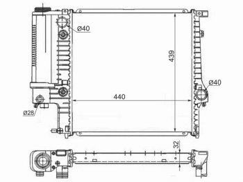 9 249 р. Радиатор двигателя SAT (пластинчатый, 1.6/1.8/2.0/2.5)  BMW 3 серия ( E30,  E36) (1982-2000) седан, седан  с доставкой в г. Владивосток. Увеличить фотографию 1