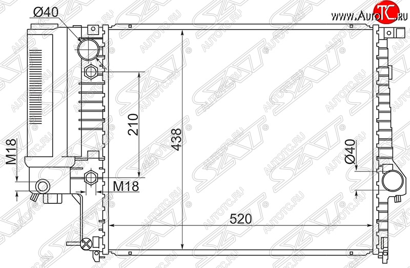 11 399 р. Радиатор двигателя SAT (пластинчатый, 1.8/2.0/2.5) BMW 5 серия E34 седан дорестайлинг (1988-1994)  с доставкой в г. Владивосток