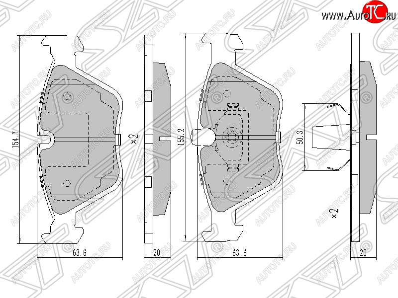 1 199 р. Колодки тормозные SAT (передние)  BMW 3 серия  E46 - X3  E83  с доставкой в г. Владивосток