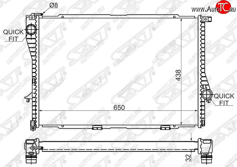 6 449 р. Радиатор двигателя SAT (трубчатый)  BMW 5 серия  E39 - 7 серия  E38  с доставкой в г. Владивосток