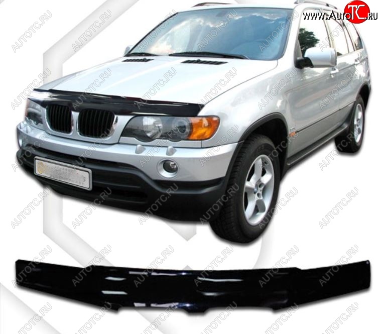 2 079 р. Дефлектор капота CA-Plastic  BMW X5  E53 (1999-2003) дорестайлинг (Classic черный, Без надписи)  с доставкой в г. Владивосток