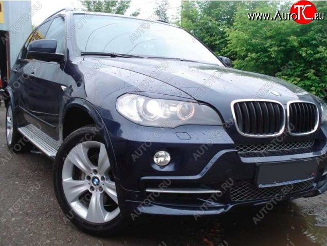 1 499 р. Реснички на фары CT BMW X5 E70 дорестайлинг (2006-2010) (Неокрашенные)  с доставкой в г. Владивосток