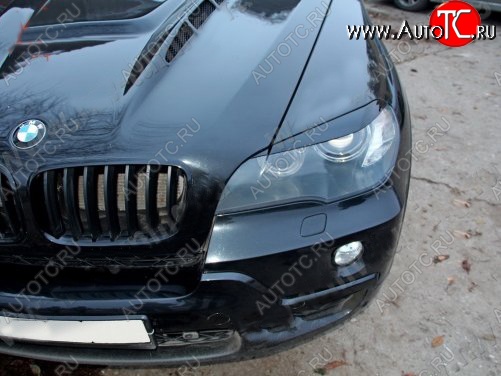 1 299 р. Реснички на фары Tuning-Sport BMW X5 E70 дорестайлинг (2006-2010) (Неокрашенные)  с доставкой в г. Владивосток