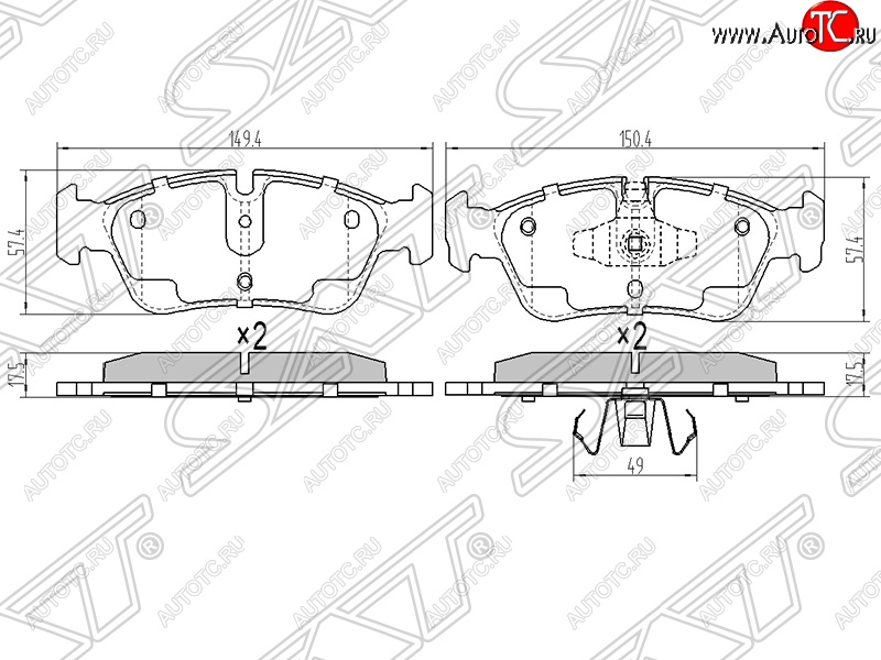 1 039 р. Колодки тормозные SAT (передние) BMW 3 серия E90 седан дорестайлинг (2004-2008)  с доставкой в г. Владивосток