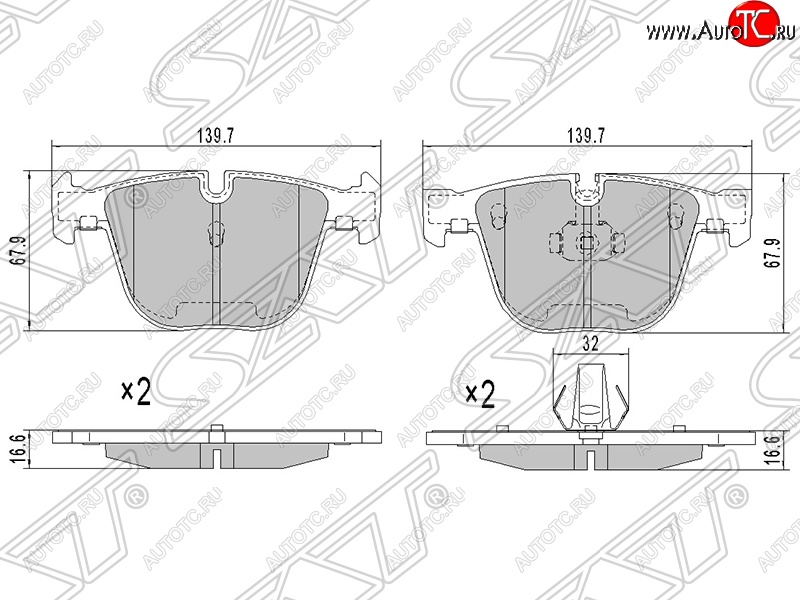 1 229 р. Колодки тормозные SAT (задние)  BMW 3 серия ( E90,  E91) (2004-2012) седан дорестайлинг, седан рестайлинг, универсал рестайлинг  с доставкой в г. Владивосток