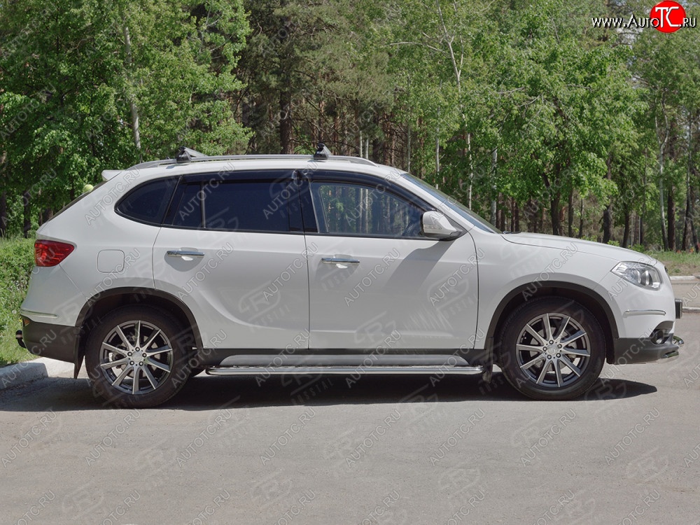 22 999 р. Порожки для ног (Ø42 мм) SLITKOFF  Brilliance V5 (2012-2018) (лист - алюминий, профиль - сталь)  с доставкой в г. Владивосток