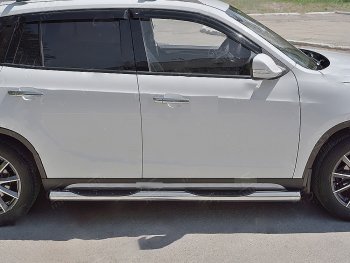 Защита порогов из трубы d76 мм с пластиковыми вставками для ног SLITKOFF v3 Brilliance V5 (2012-2018)